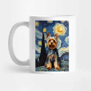 Dog Breed in a Van Gogh Starry Night Art Style Yorkshire Terrier Yorkie Mug